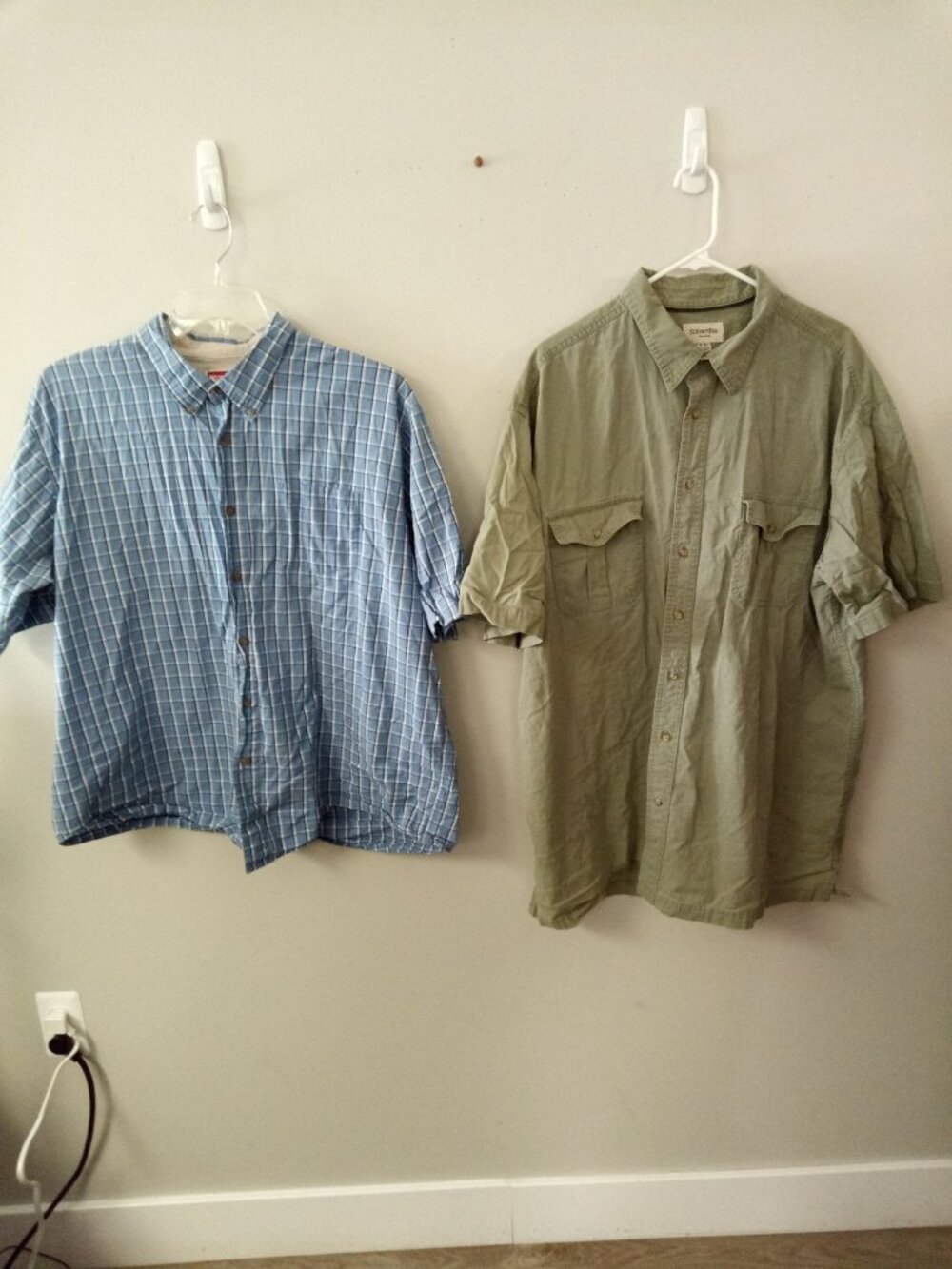 Men's Wrangler St. John's Bay Green Blue Button Down Shirts Size 2XL Bundle of 2